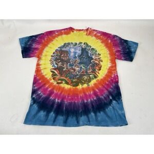 Liquid Blue Mushroom Smoking Gnome Tie Dye Shirt Mens Size L Multicolor‎